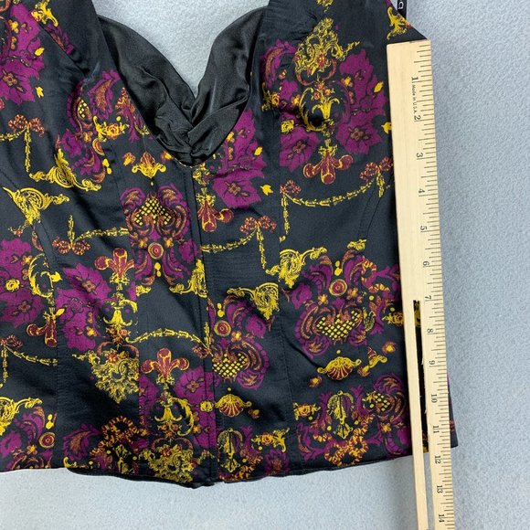 **SOLD**Bebe Silk Halter Bustier Corset Top Size Small Black Plum Back Zip Boned - Picture 10 of 16